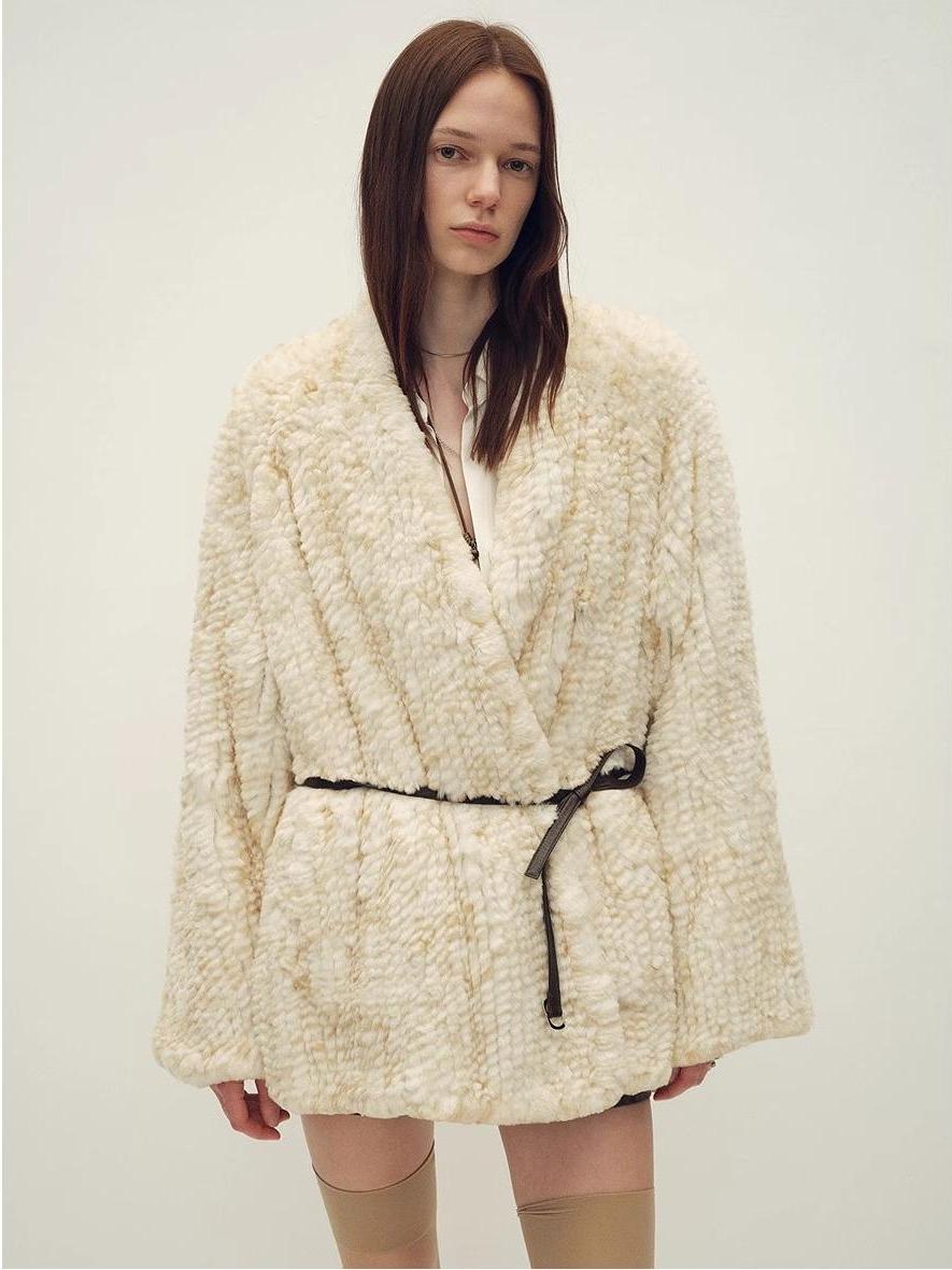 Rex rabbit fur coat "Artistic Weaving"