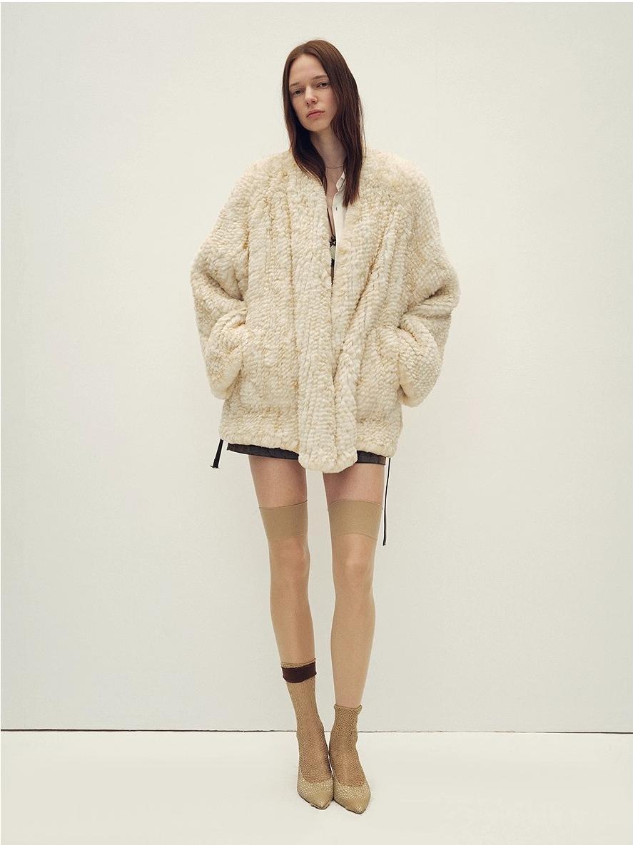 Rex rabbit fur coat "Artistic Weaving"