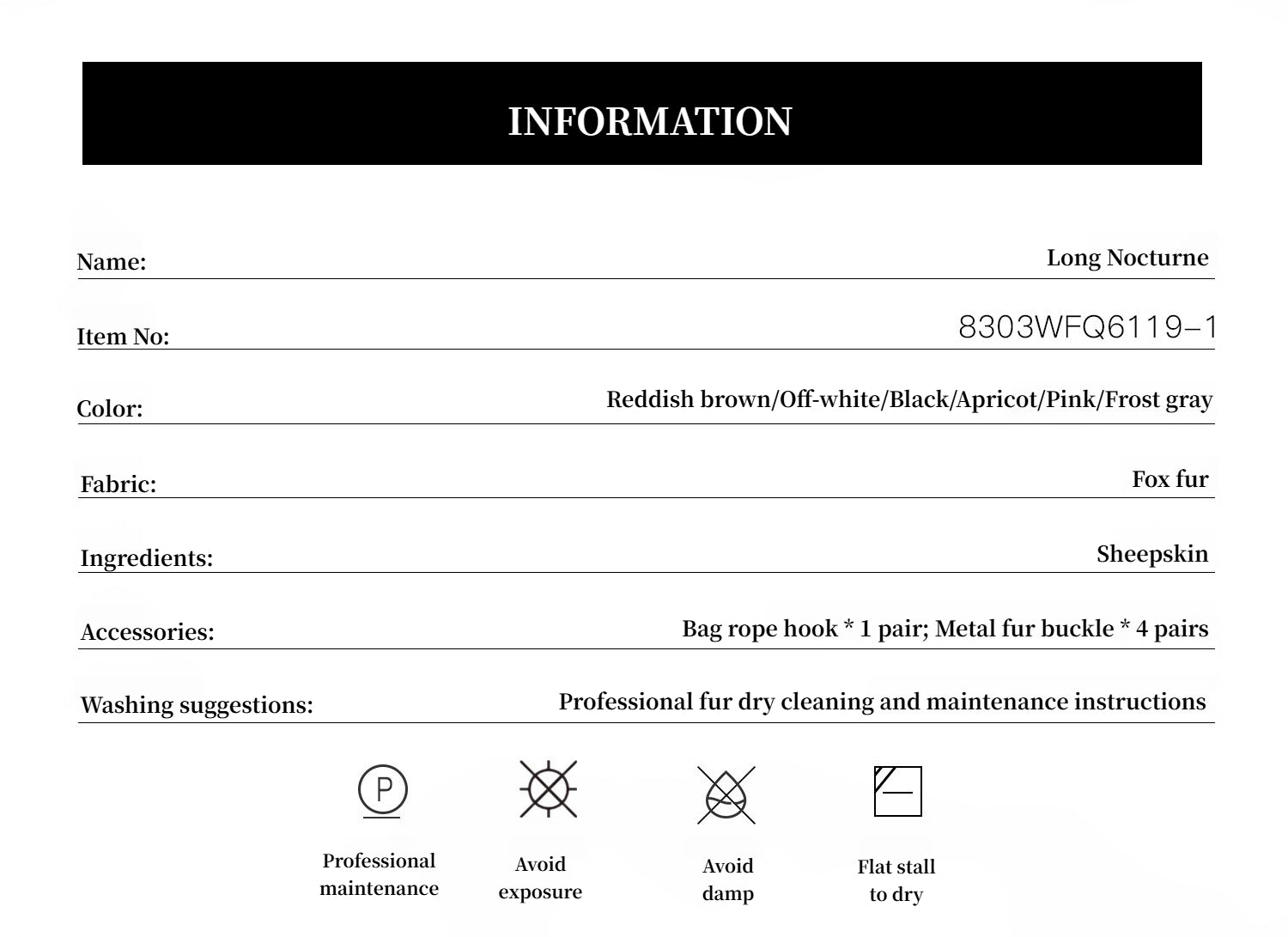 "Long Nocturne" imported fox fur