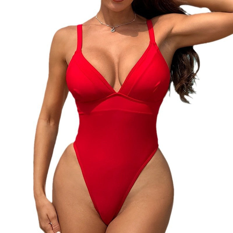 One-Piece Swimsuit for Women with Straps, Slimming and Body-Shaping, Bikini Style Beach Swimwear