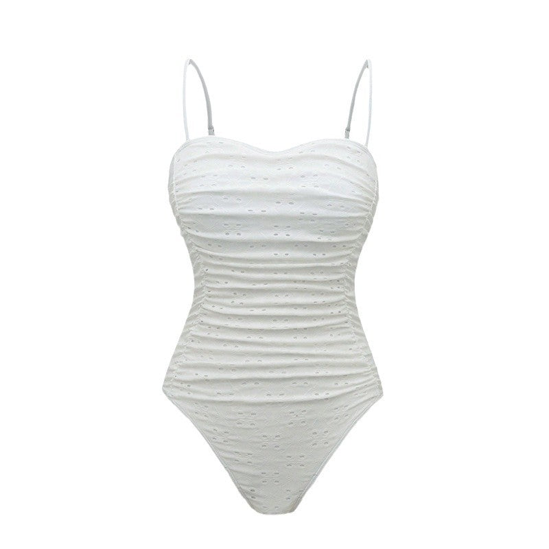 Strapless Breathable Cutout One-Piece Swimsuit for Women, Conservative and Slimming Design