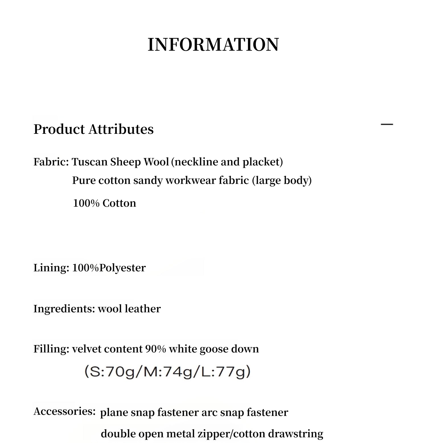 Down jacket workwear style detachable silhouette parka jacket