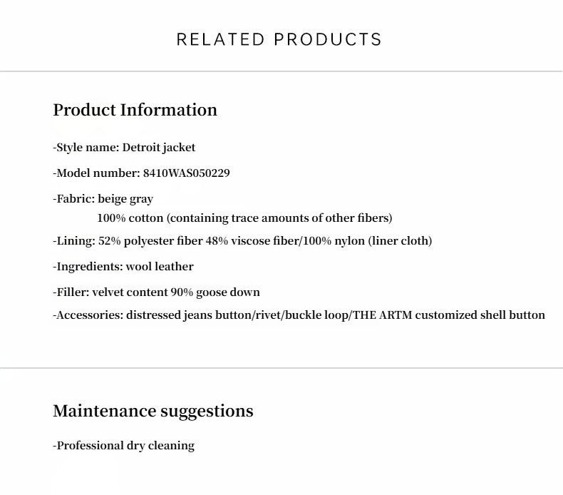 Heavy cotton denim detachable fur collar goose down Detroit jacket