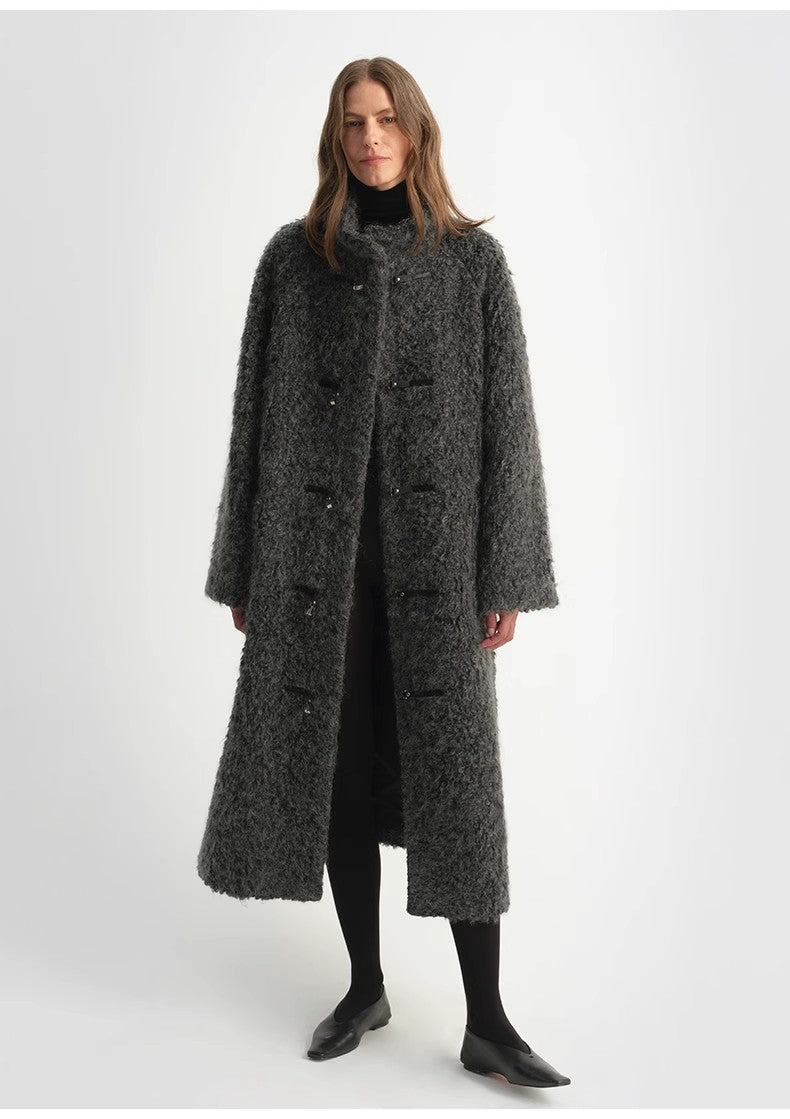 "Parisian Affair"Circle Long Fur Toggle Coat.