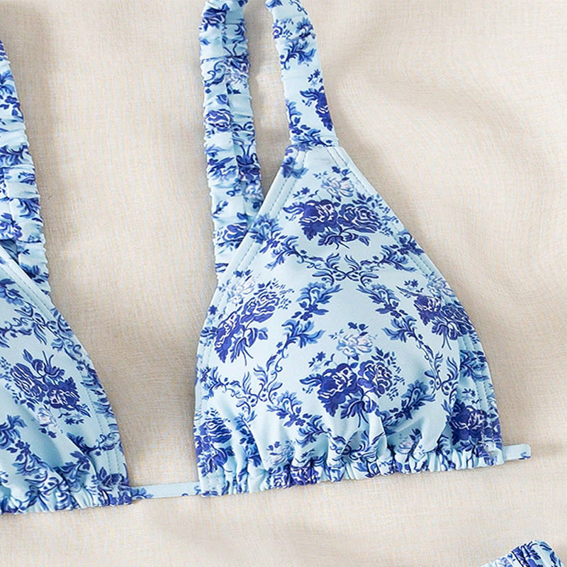 Printed Sexy Lace-Up Bikini Beach Two-Piece Swimsuit for Women