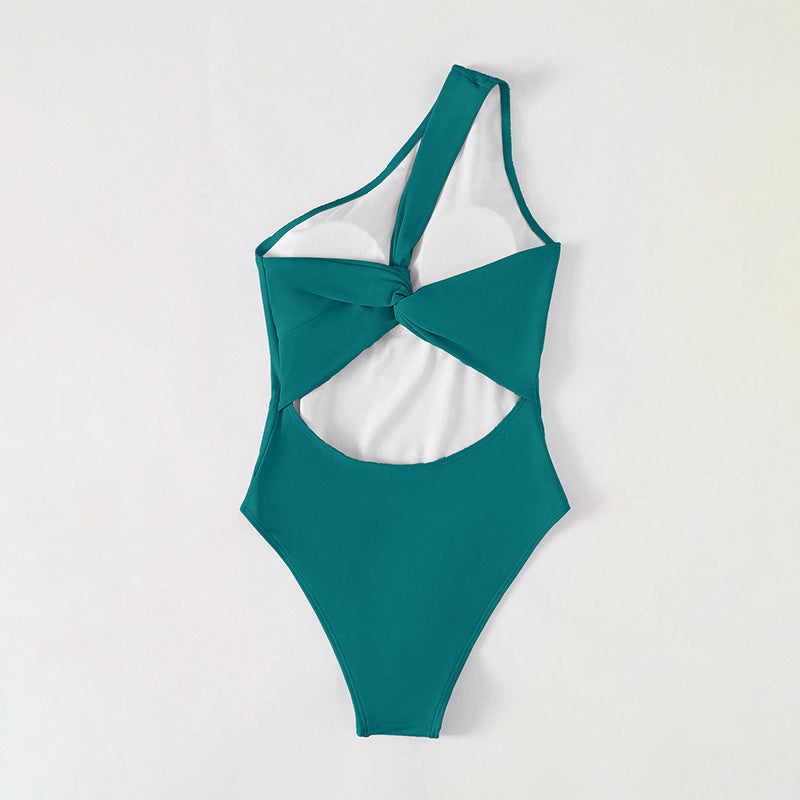 One-Shoulder Monokini Swimwear for Women, Conservative Beach Bathing Suit
