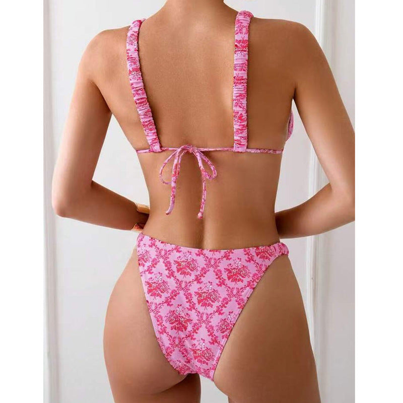 Bikini high-end swimsuit with split floral design