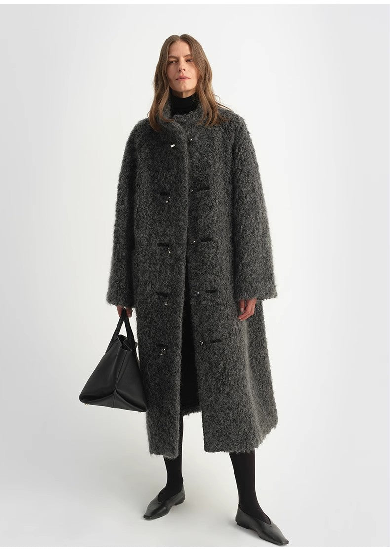 "Parisian Affair"Circle Long Fur Toggle Coat.