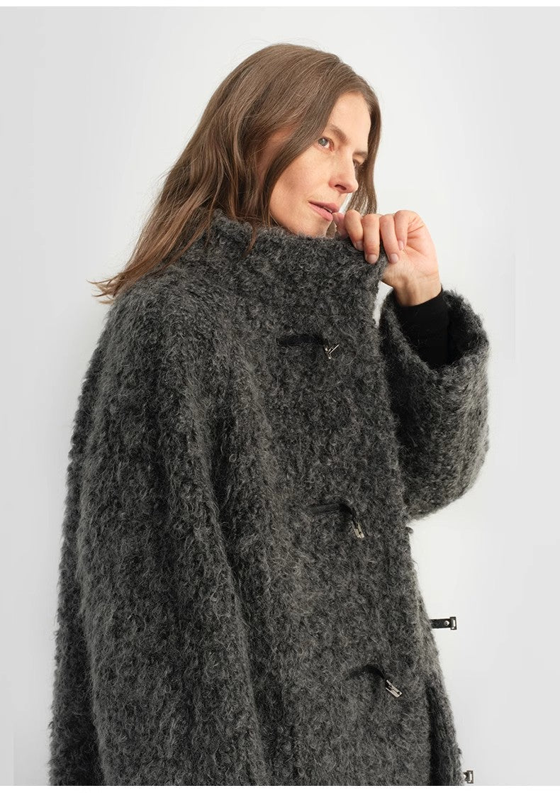 "Parisian Affair"Circle Long Fur Toggle Coat.