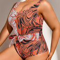 Printed Tie-Up Bikini Swimwear for Women, Elegant Beach Hot Spring Plus Size Swimsuit