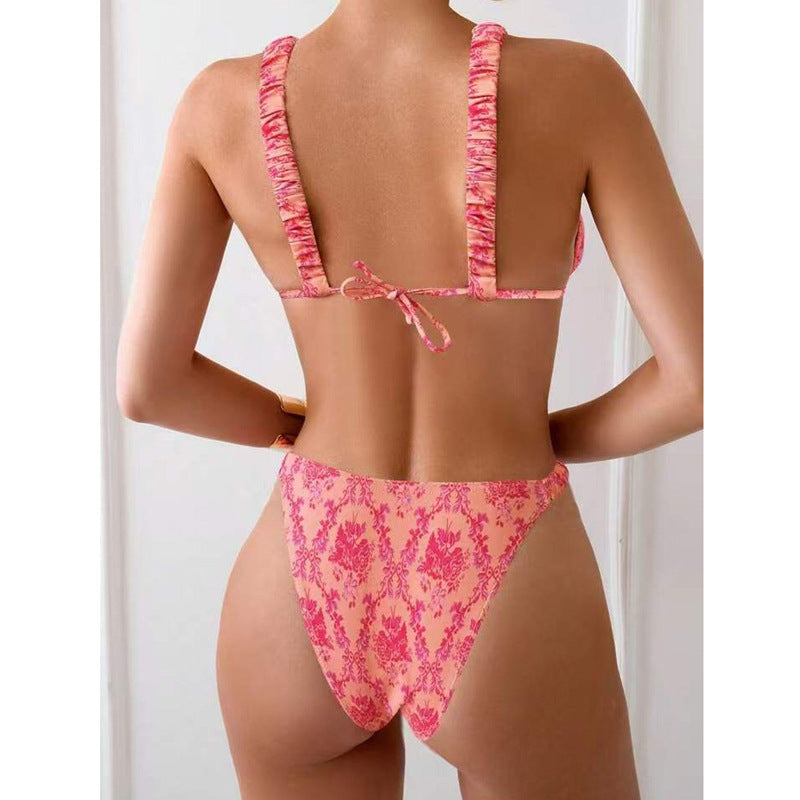 Bikini high-end swimsuit with split floral design