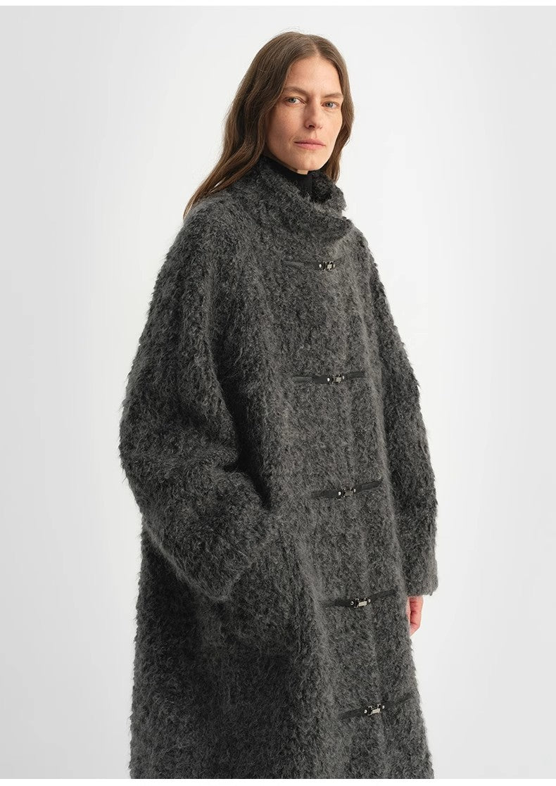 "Parisian Affair"Circle Long Fur Toggle Coat.