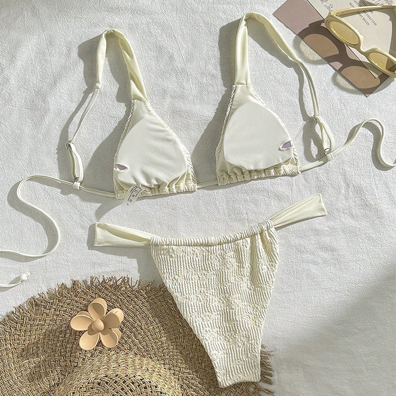 Tie-Up Two-Piece Swimsuit for Women, Three-Piece Sexy Bikini for Beach and Hot Spring Swimming