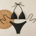 Solid color gold star triangle pants bikini