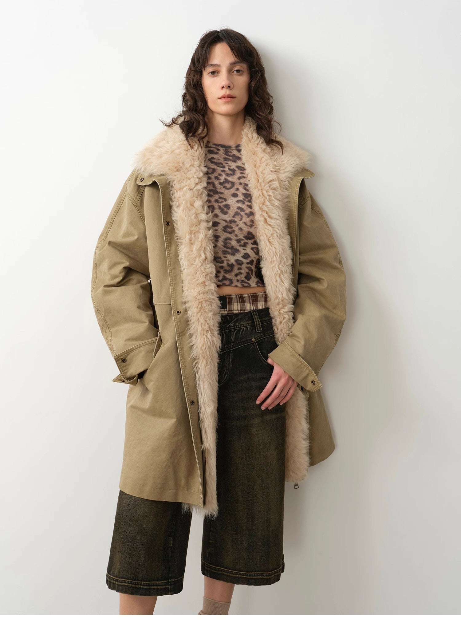 Down jacket workwear style detachable silhouette parka jacket