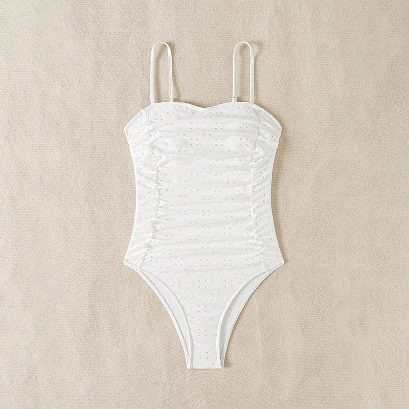Strapless Breathable Cutout One-Piece Swimsuit for Women, Conservative and Slimming Design