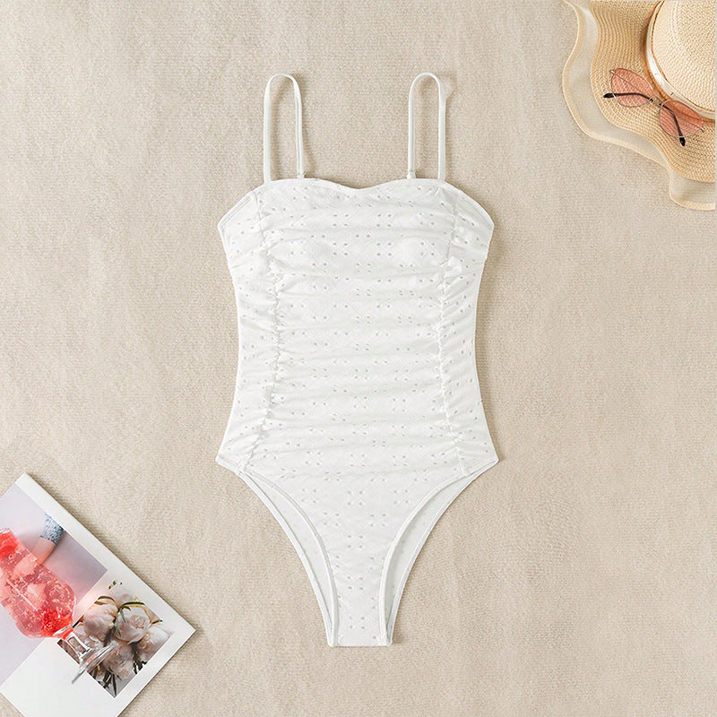 Strapless Breathable Cutout One-Piece Swimsuit for Women, Conservative and Slimming Design