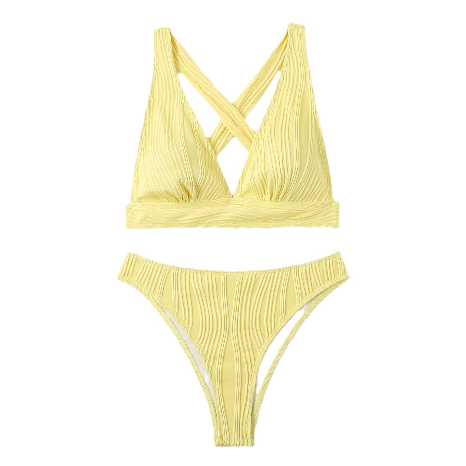 Split triangle bikini with multiple colors