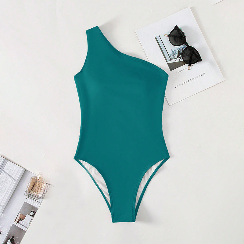 One-Shoulder Monokini Swimwear for Women, Conservative Beach Bathing Suit
