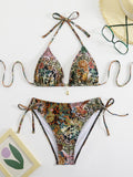 Double tie bikini split swimsuit