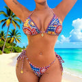 Swimsuit Split Resort Seaside Printed Lace for Women