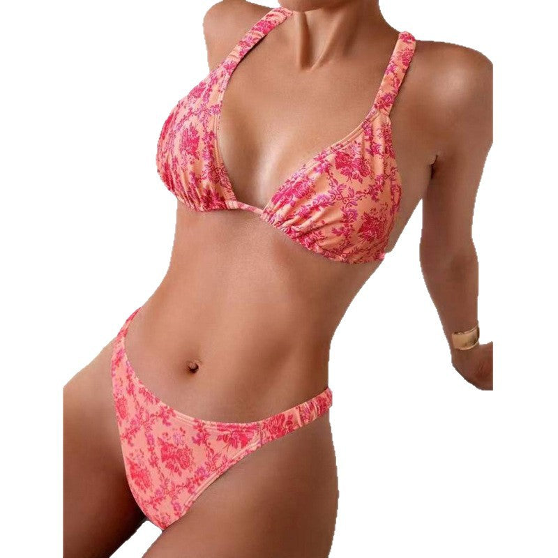 Bikini high-end swimsuit with split floral design