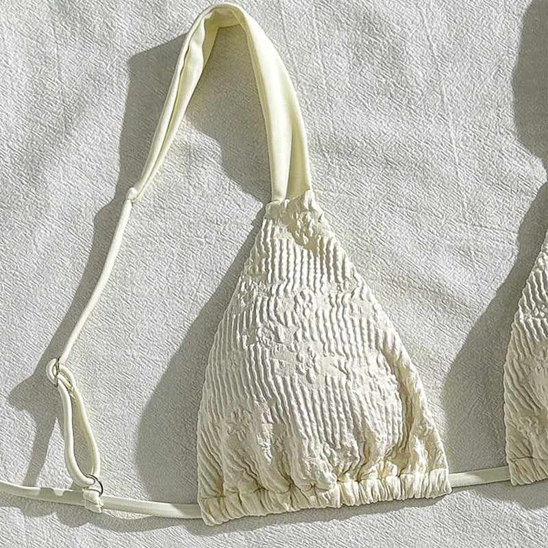 Tie-Up Two-Piece Swimsuit for Women, Three-Piece Sexy Bikini for Beach and Hot Spring Swimming