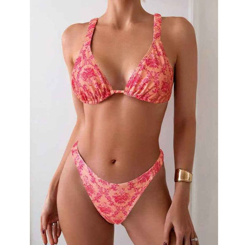 Bikini high-end swimsuit with split floral design