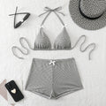 High waisted boxer shorts bikini swimsuit