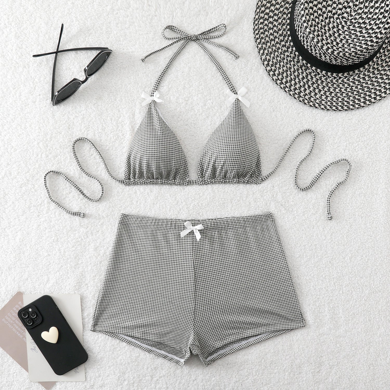 High waisted boxer shorts bikini swimsuit