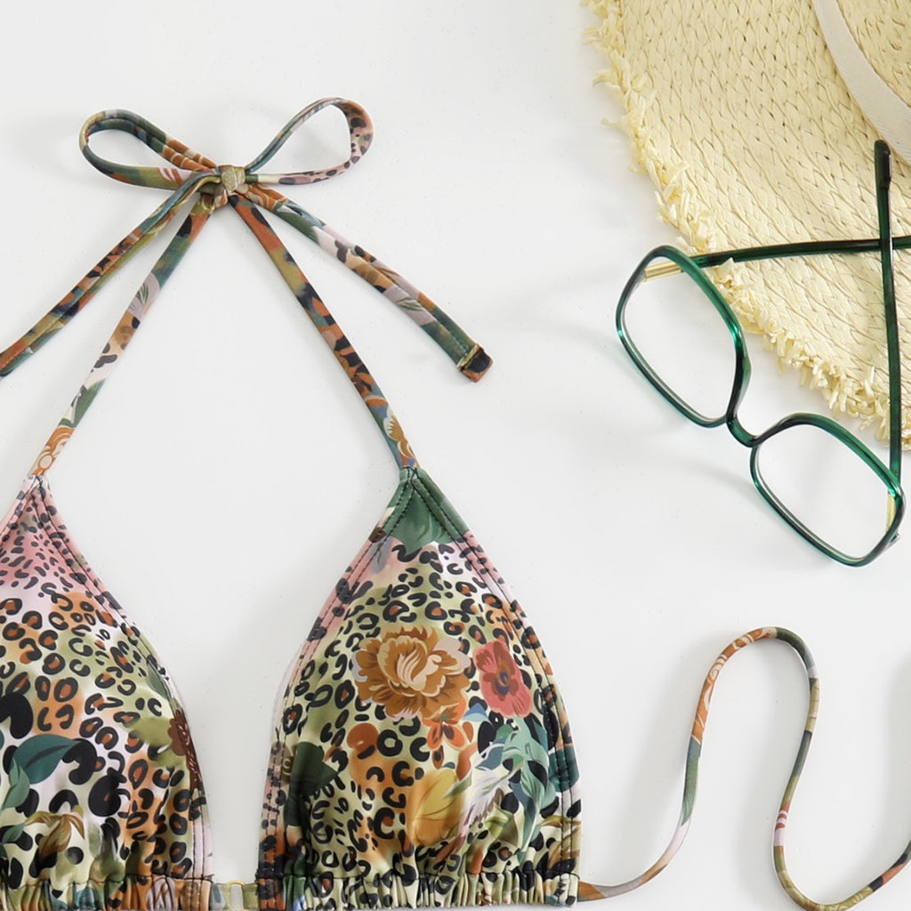 Double tie bikini split swimsuit