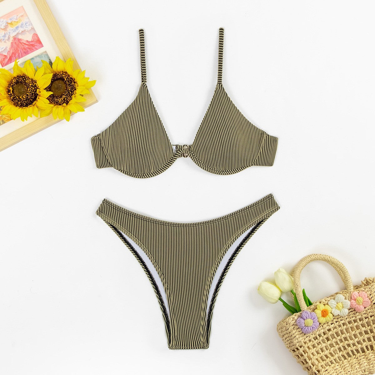 Solid color steel bikini