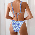 Printed Sexy Lace-Up Bikini Beach Two-Piece Swimsuit for Women