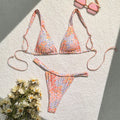 Printed Bikini Set with Tie-Up Detail, Two-Piece Swimsuit for Women