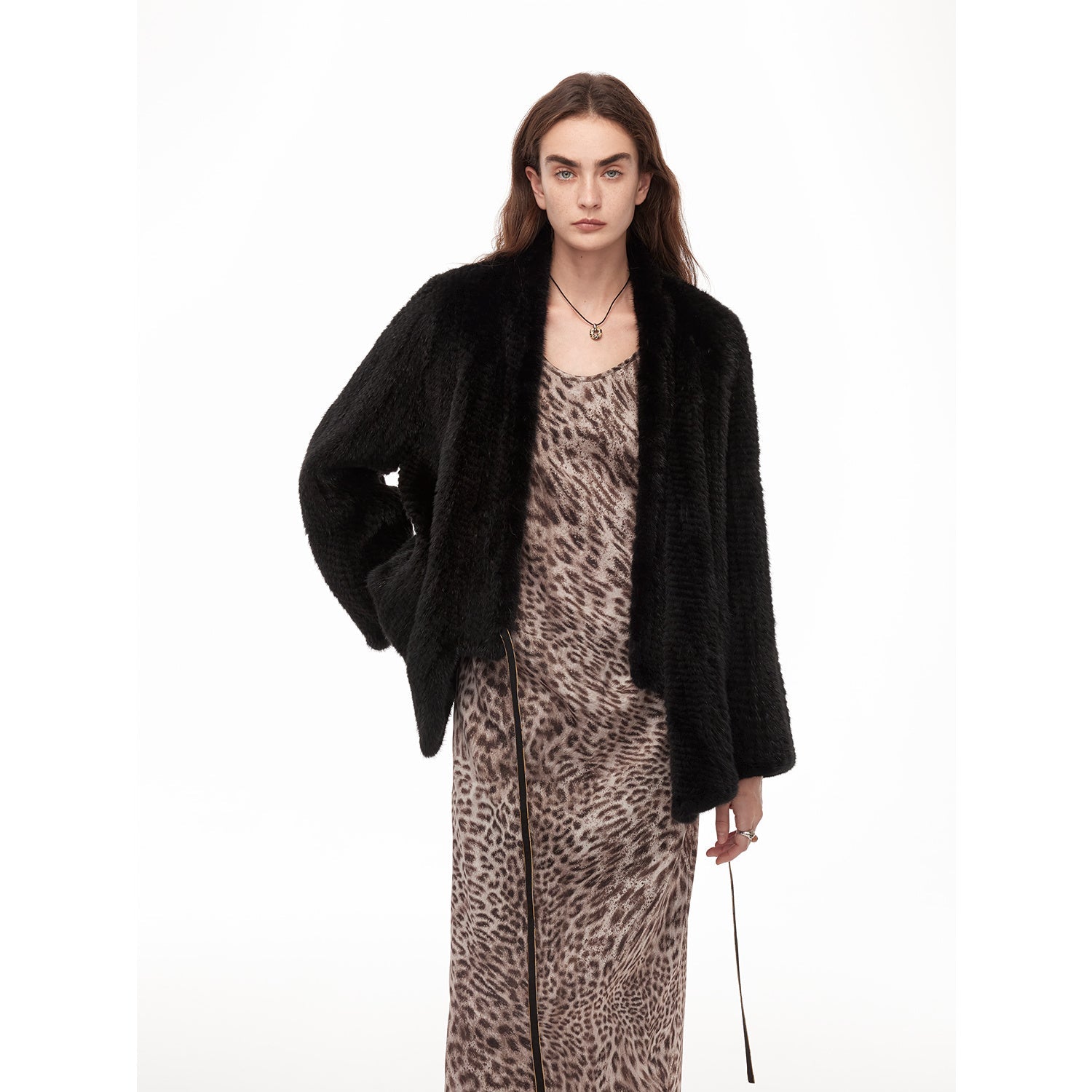 Handcrafted Double-sided Knitted Loose Mink Fur Coat