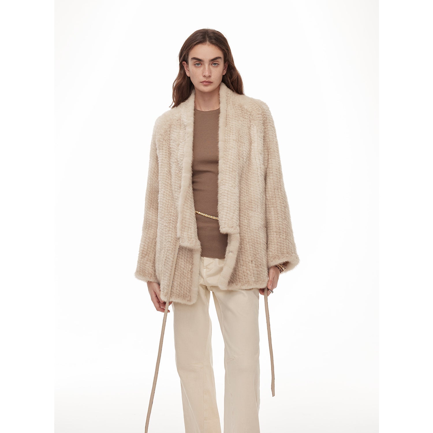 Handcrafted Double-sided Knitted Loose Mink Fur Coat