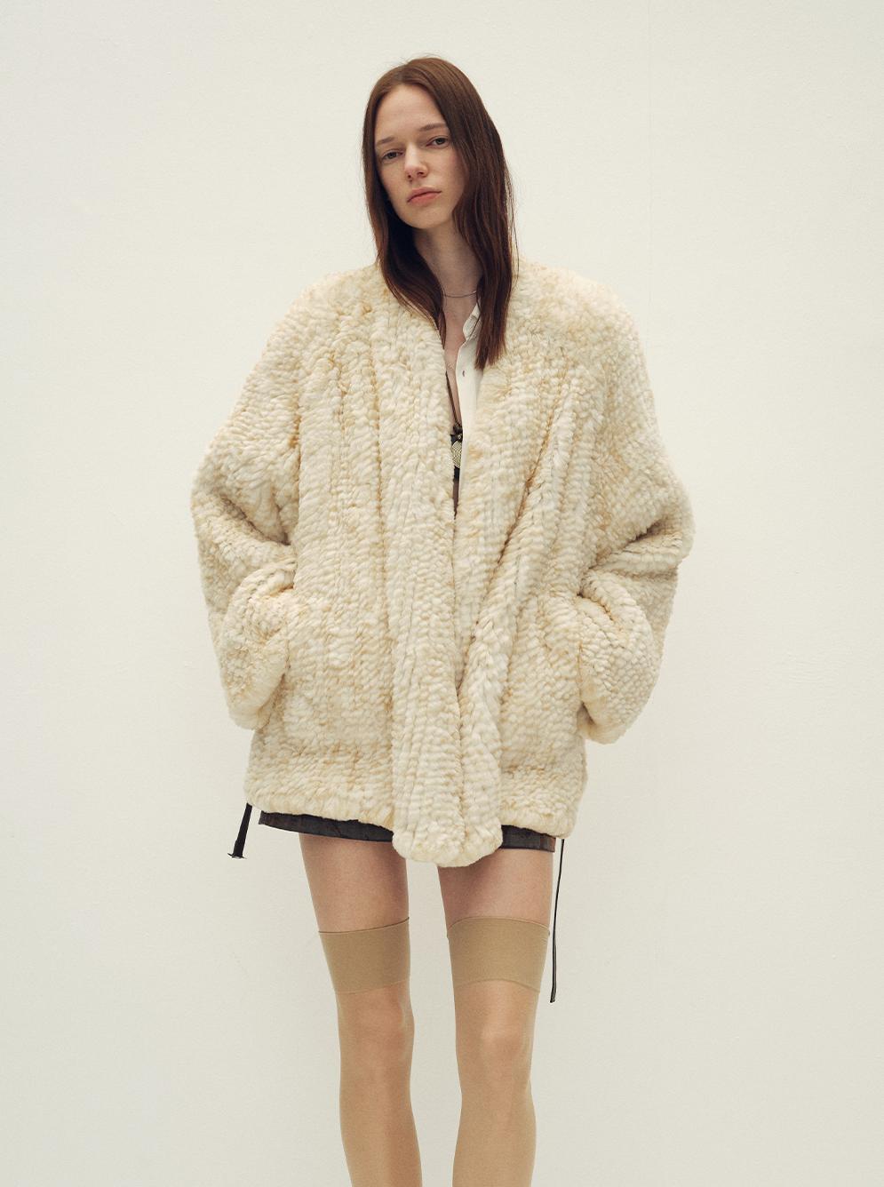 Rex rabbit fur coat "Artistic Weaving"