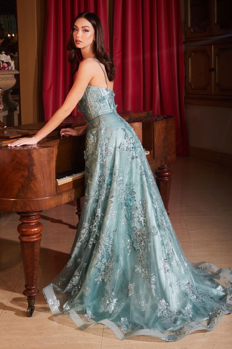 Sequin Floral Printed A-Line Dress